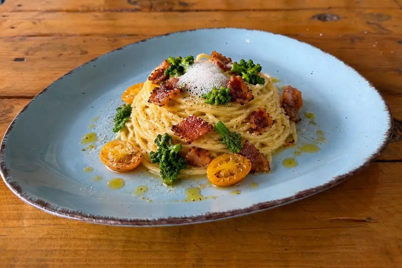 Pasta mit Artischockencreme & Guanciale