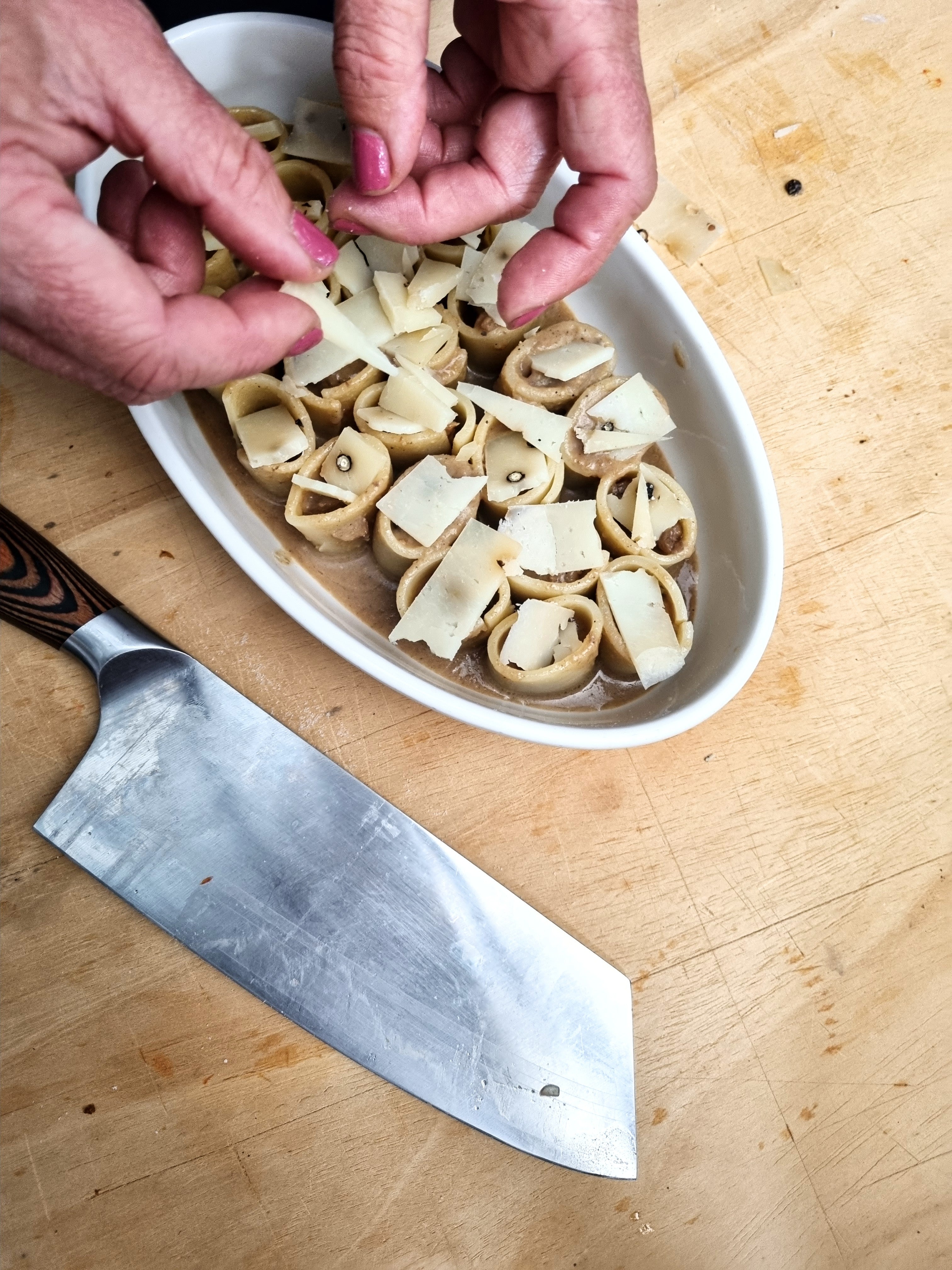 Rezeptidee Paccheri im Ofen überbacken mit Pecorino Pfeffer