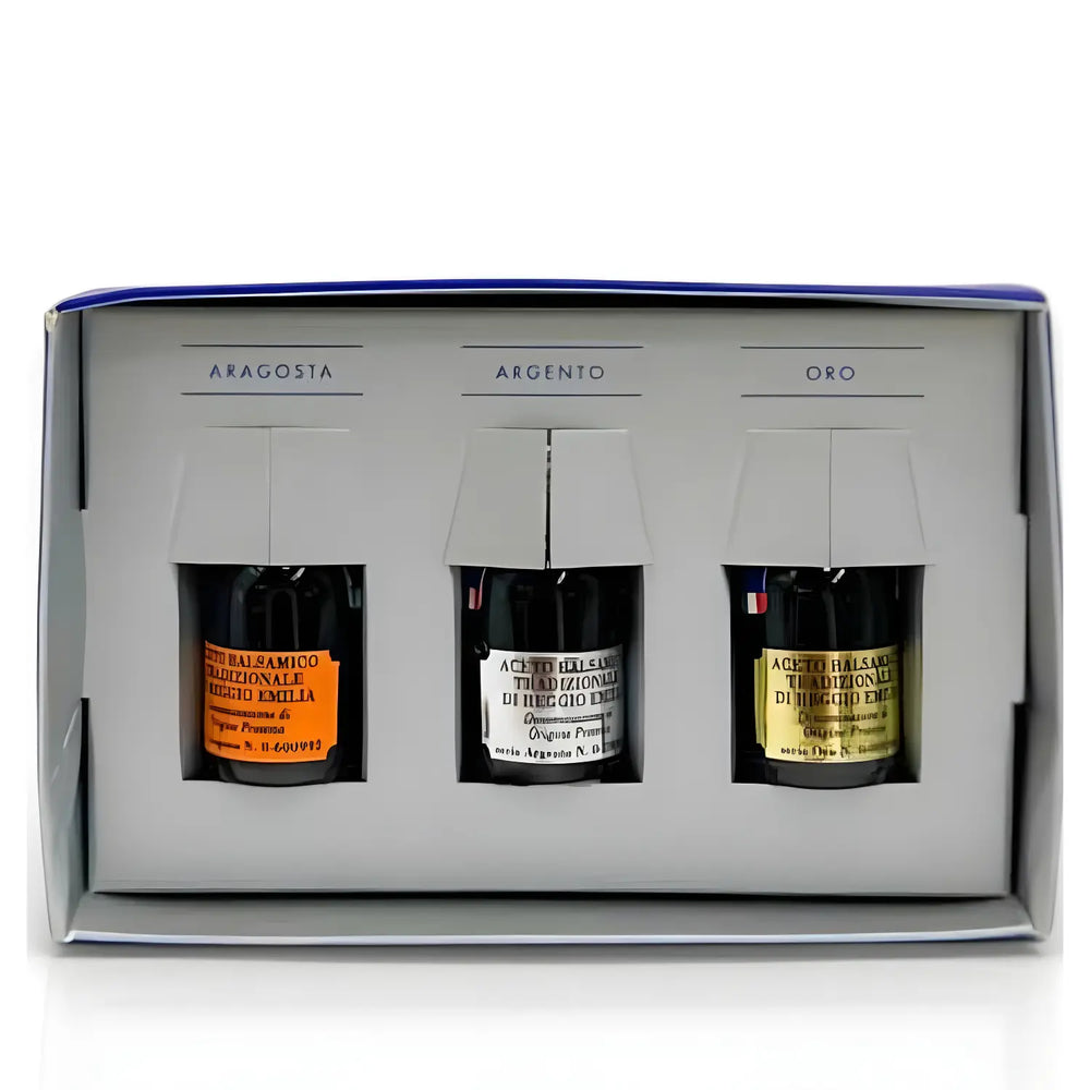 Aceto Balsamico Tradizionale Reggio Emilia Degustations-Set mit drei Flaschen in Geschenkbox
