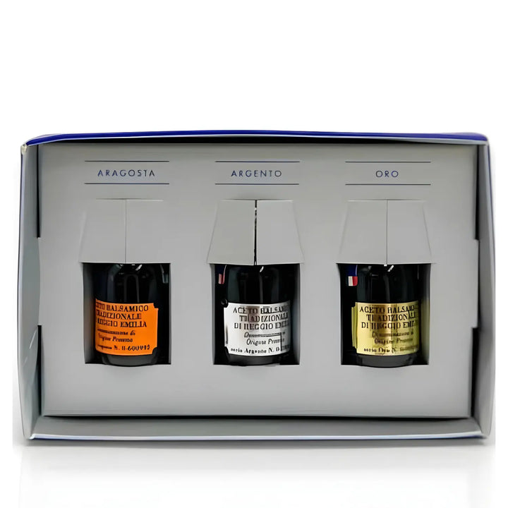 Aceto Balsamico Tradizionale Reggio Emilia Degustations-Set mit drei Flaschen in Geschenkbox
