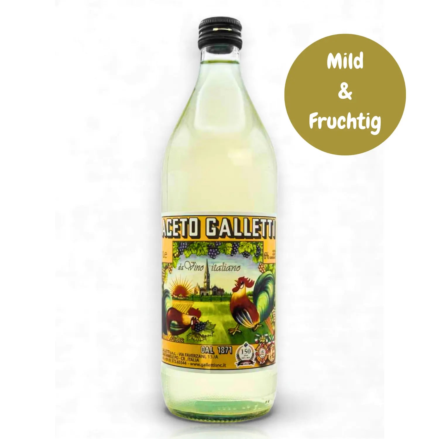Aceto Galletti Weißweinessig 1 l aus italienischem Weißwein.