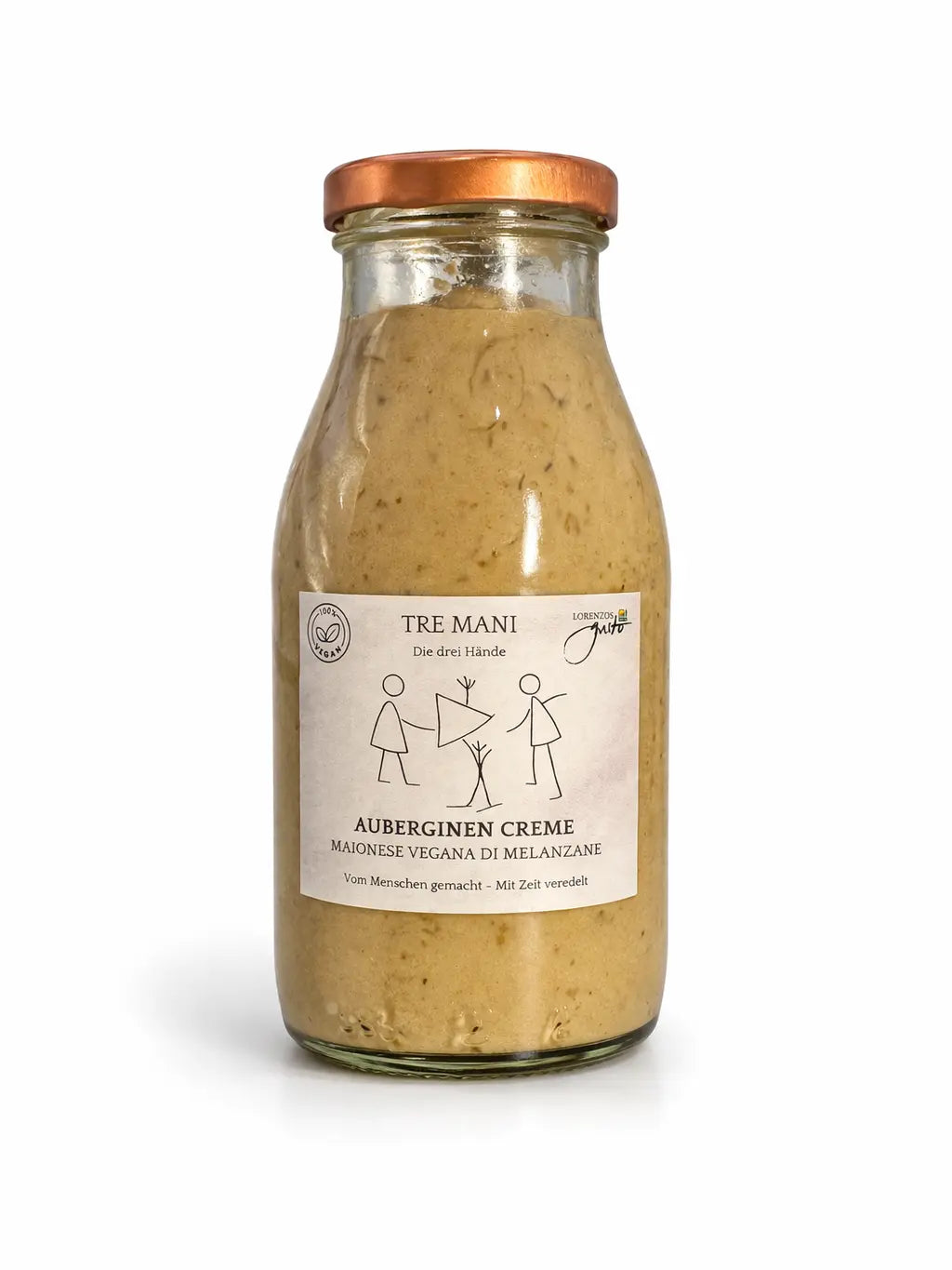 Vegane Auberginen Creme in Glasflasche, italienische Feinkost von kleinen Manufakturen