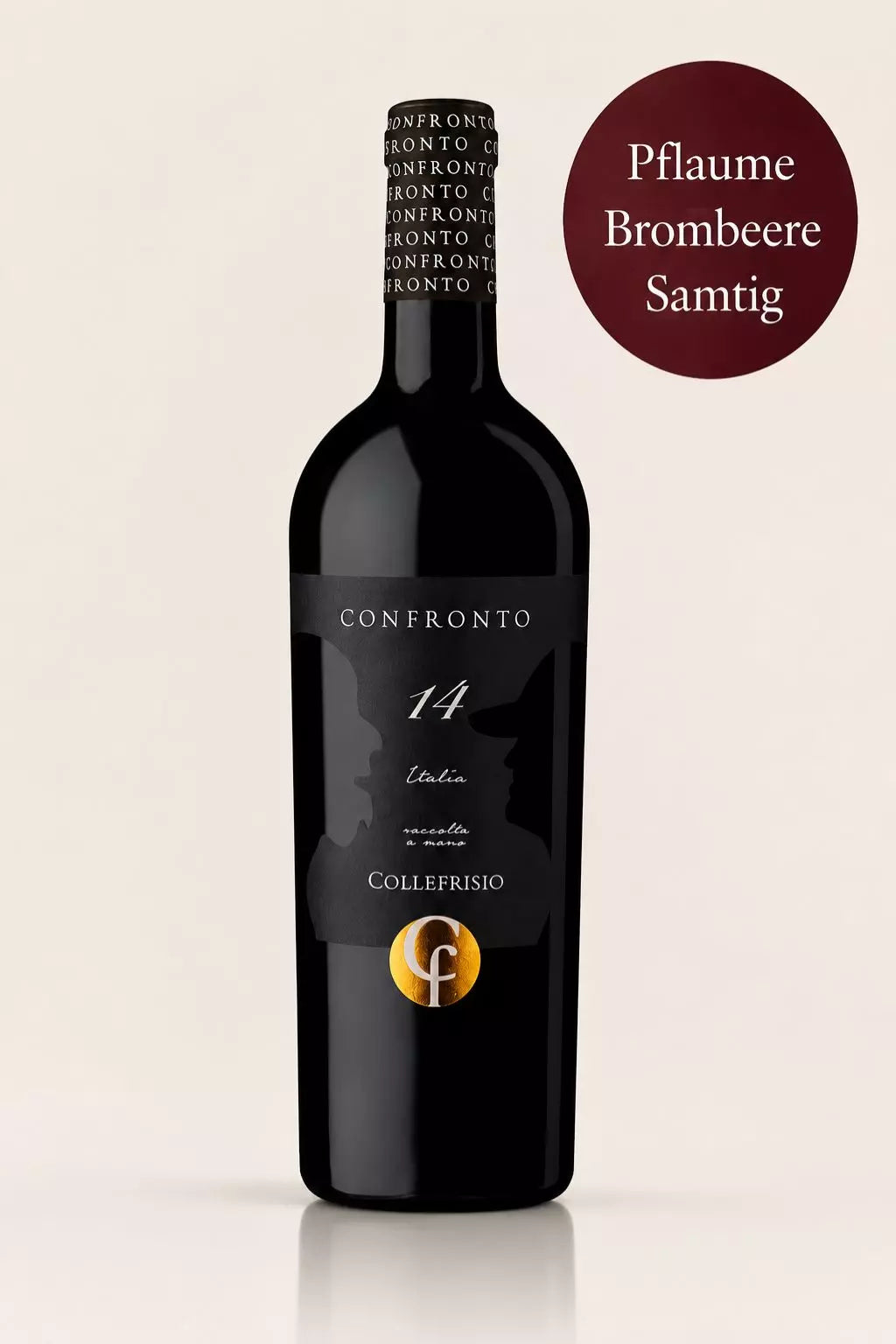 Flasche Collefrisio Confronto Rosso aus Italien mit Pflaume, Brombeere und samtiger Struktur