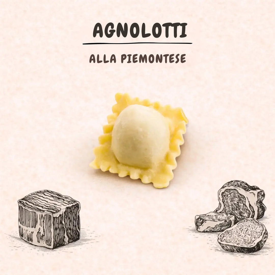Frische Agnolotti alla piemontese, italienische gefüllte Teigtasche mit Käse und Fleisch.