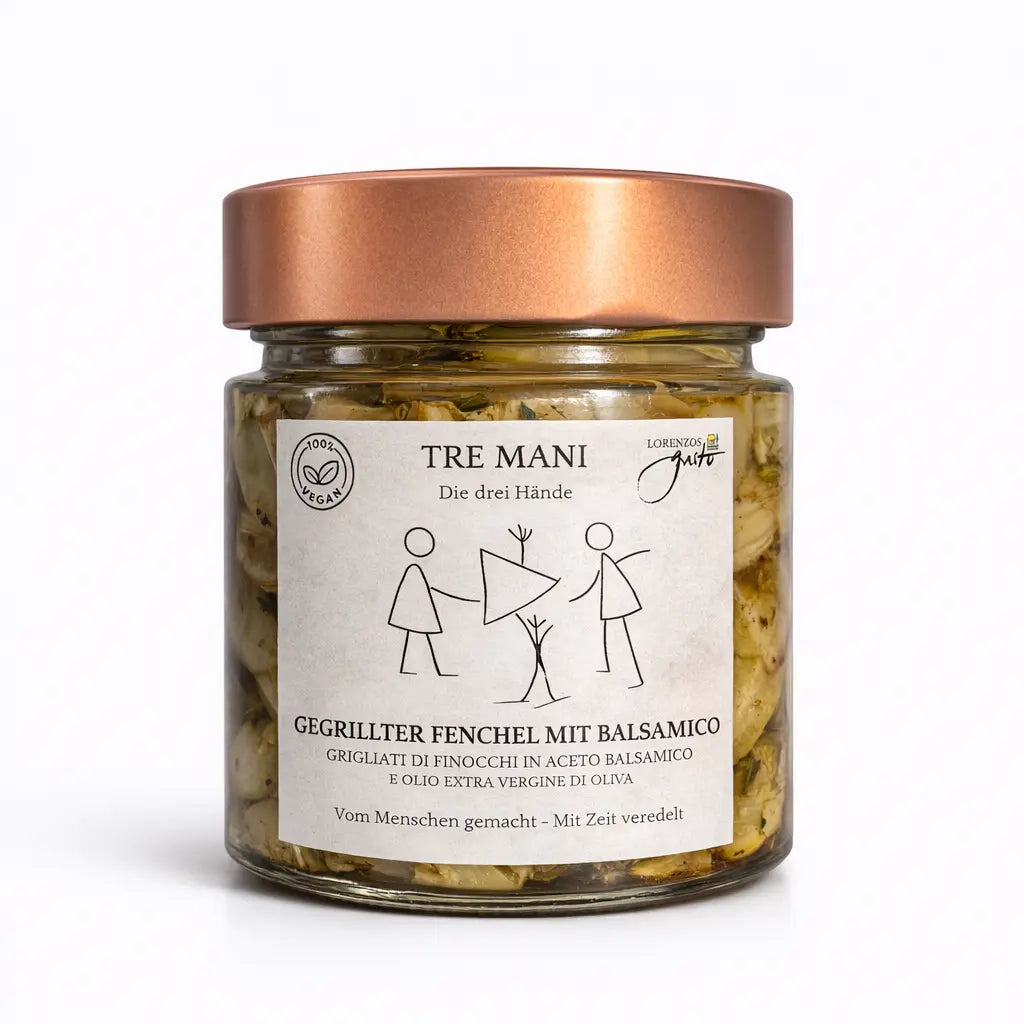 Gegrillter Fenchel mit Balsamico von Tre Mani im Glas – italienischer Fenchel in Aceto Balsamico und Olivenöl