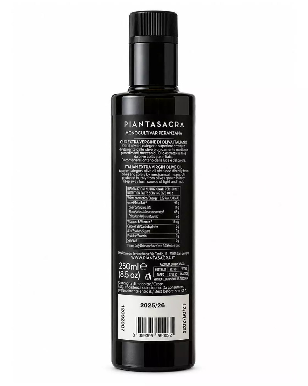 Piantasacra Peranzana Olivenöl – Natives Olivenöl Extra aus Italien (250 ml)